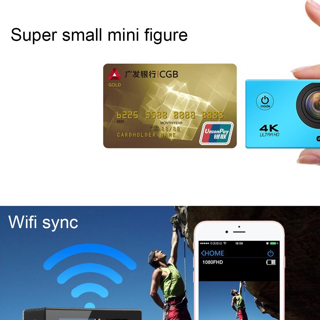 170 Degree Wide Angle Wifi Action Camera with Waterproof Case - Supports 64gb Micro Sd - Blue