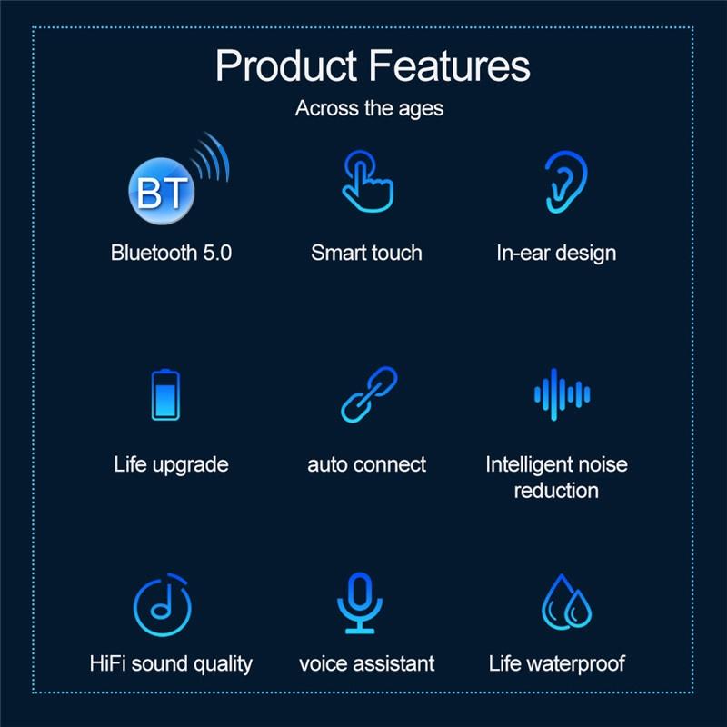 Wireless Noise-cancelling Earbuds with Charging Case - Blue