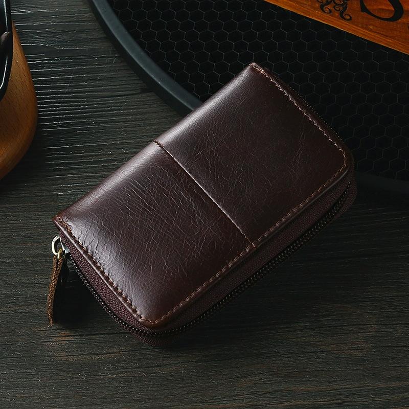 Leather Rfid Zipper Card Holder with Change Pocket - Blue