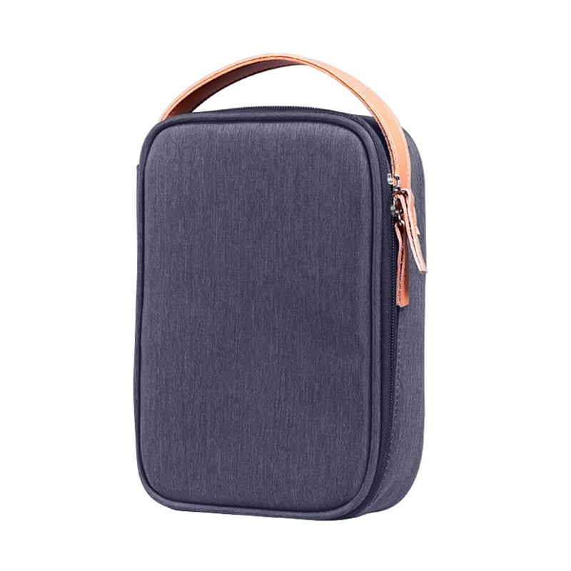 Portable Multi-function Headphone Charger Data Cable Storage Bag - Ultra Fiber Power Pack - Blue l