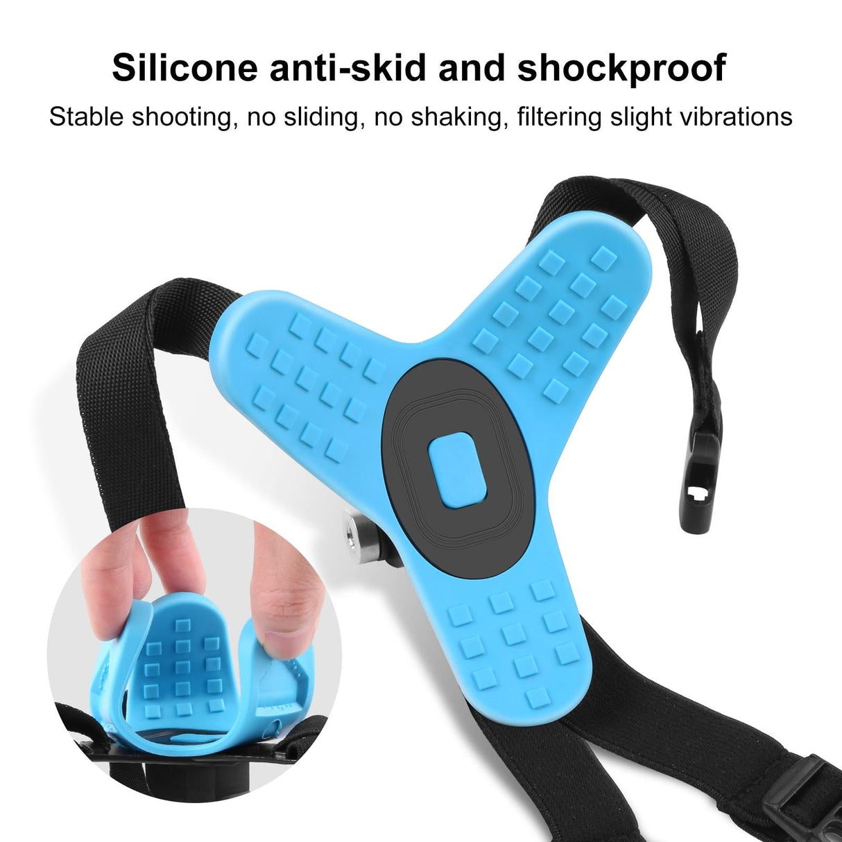Universal Chin Strap Mount for Action Cameras - Blue