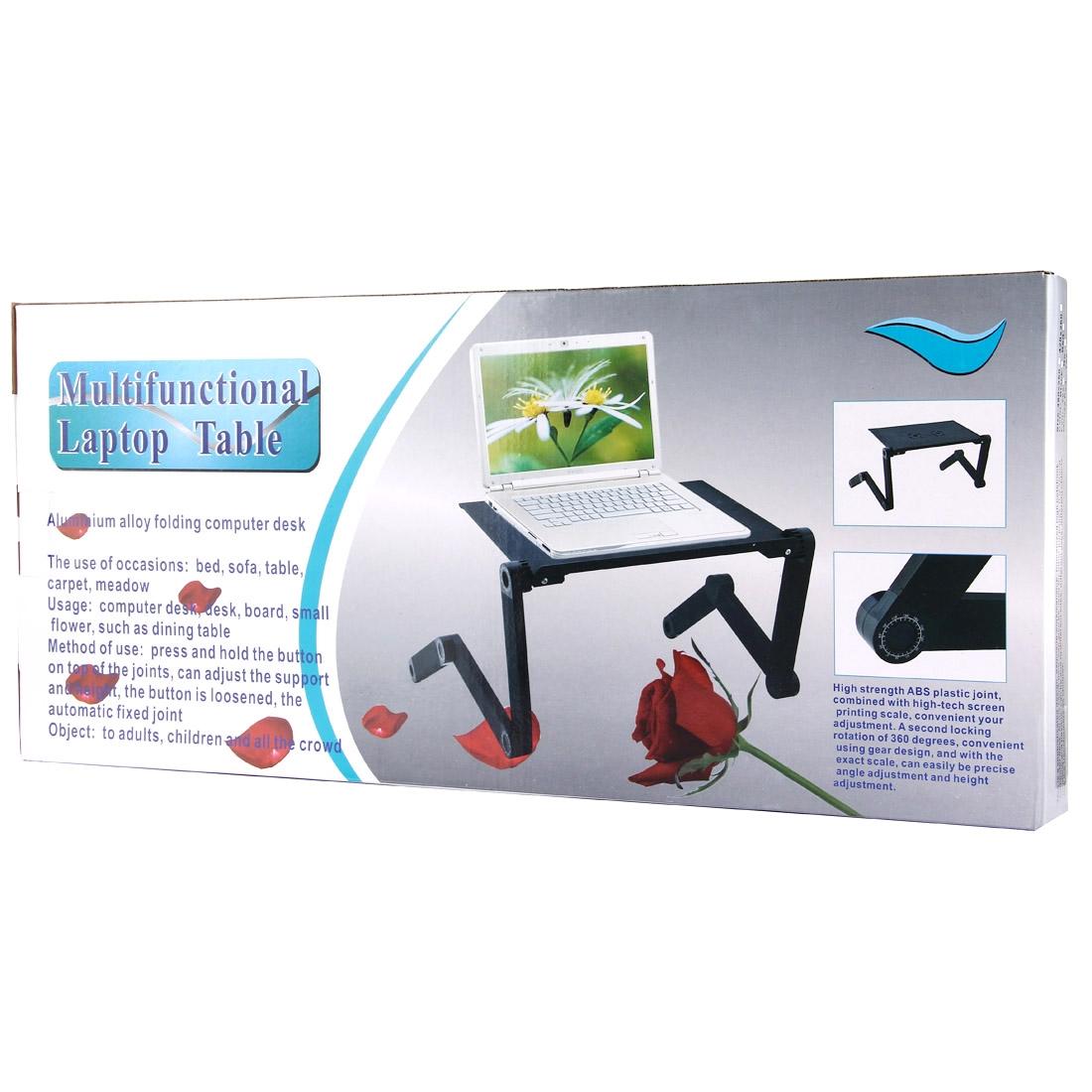 Adjustable Foldable Laptop Stand with Fans & Mouse Pad - Portable Aluminum Alloy - Magenta