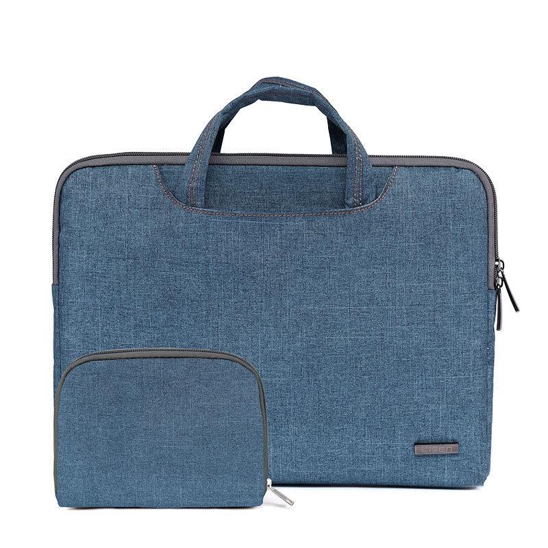 11.6 Inch Simple Business Laptop Bag with Liner - Ls-116 - Canvas Colourful Leaves Blue