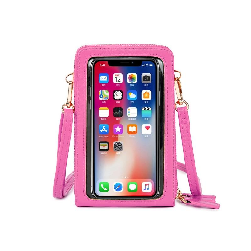 Multifunctional Touch Screen Phone Bag - Rose Red