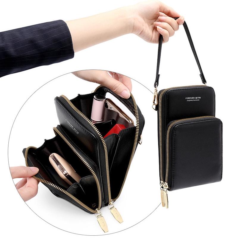 Multifunctional Touch Screen Phone Bag - Rose Red