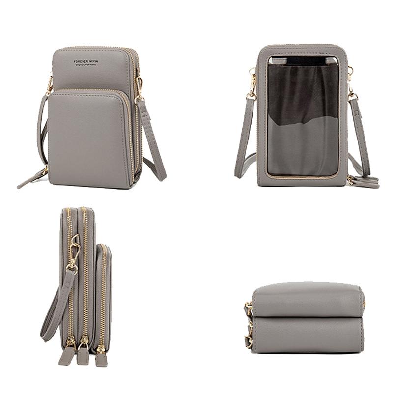 Multifunctional Touch Screen Phone Bag - Rose Red