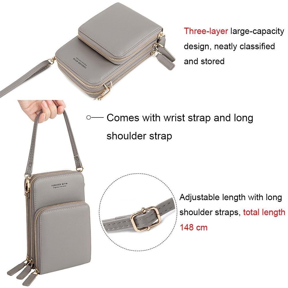 Multifunctional Touch Screen Phone Bag - Rose Red