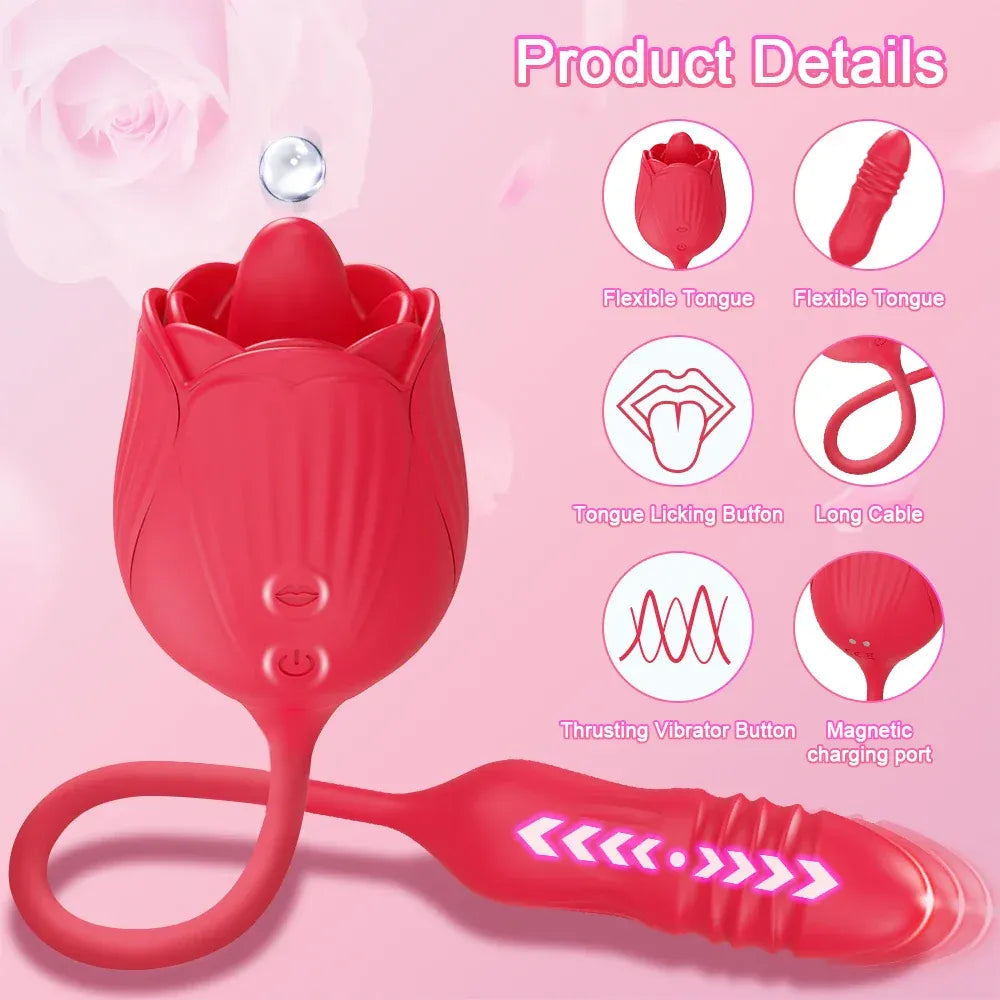 2 In 1 Clit Licking Vibrator for Women Thrusting Vagina Stimulator Female Masturbator - Purple