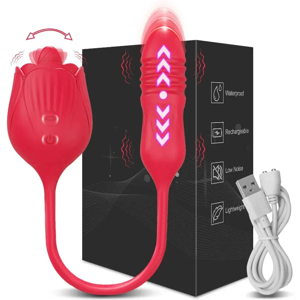 2 In 1 Clit Licking Vibrator for Women Thrusting Vagina Stimulator Female Masturbator - Purple