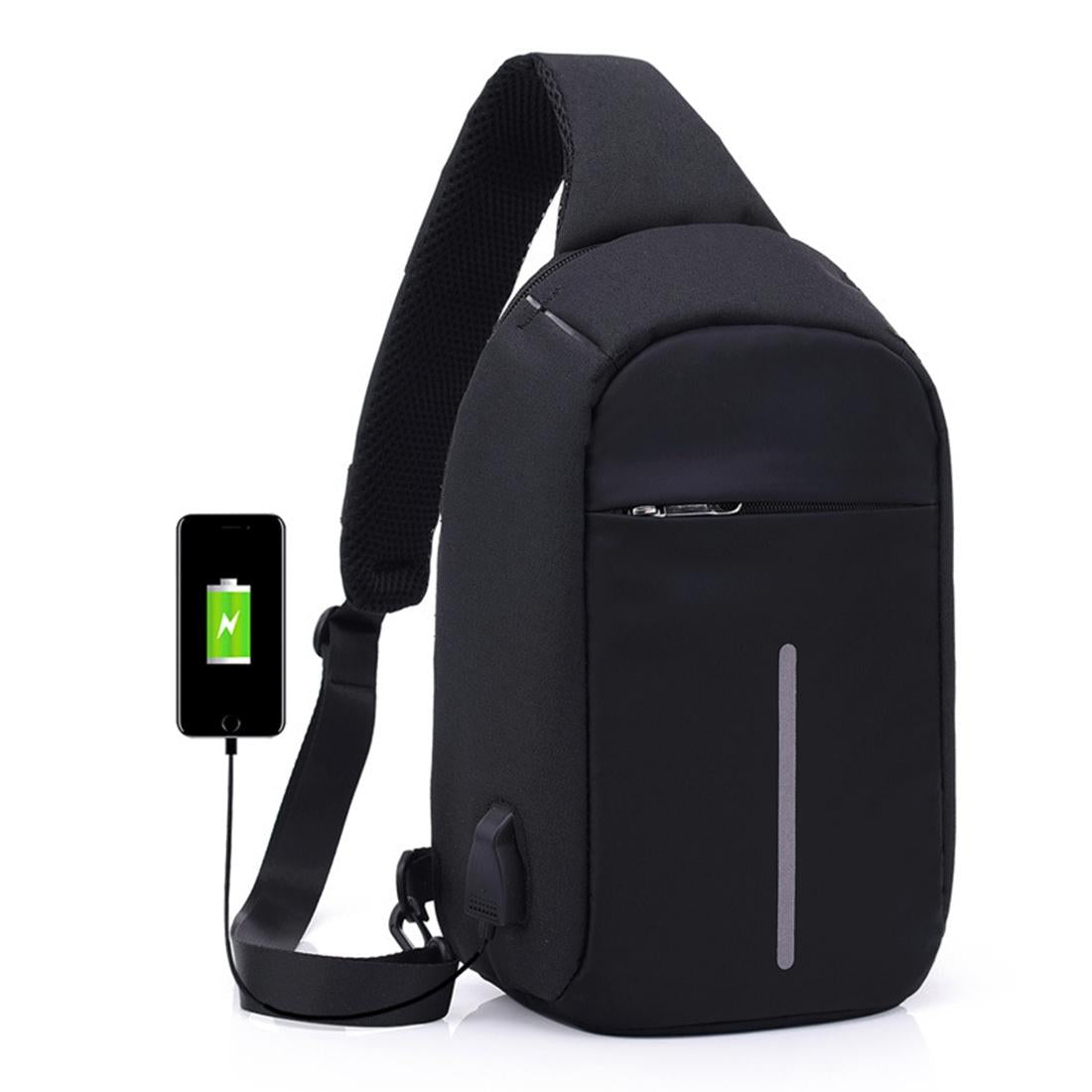 Portable Anti Theft Chest Bag With Usb Charging For Outdoor Sports Men / Women - Purple