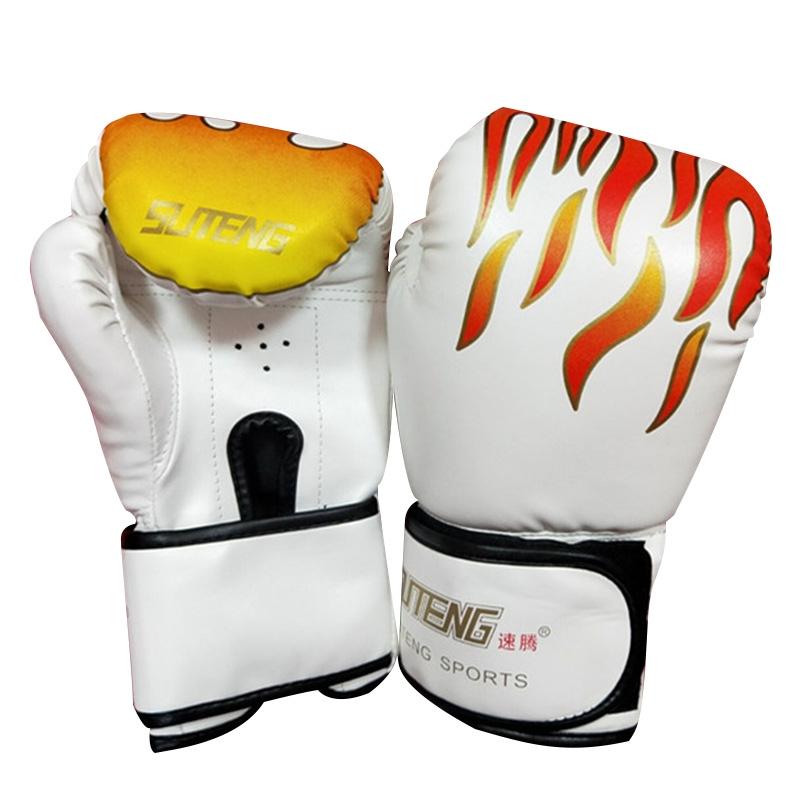 Adult Flame Pattern Pu Leather Boxing Gloves - Fitness - Red