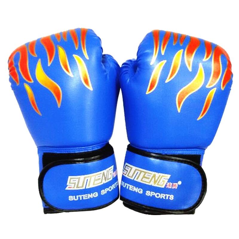 Adult Flame Pattern Pu Leather Boxing Gloves - Fitness - Red