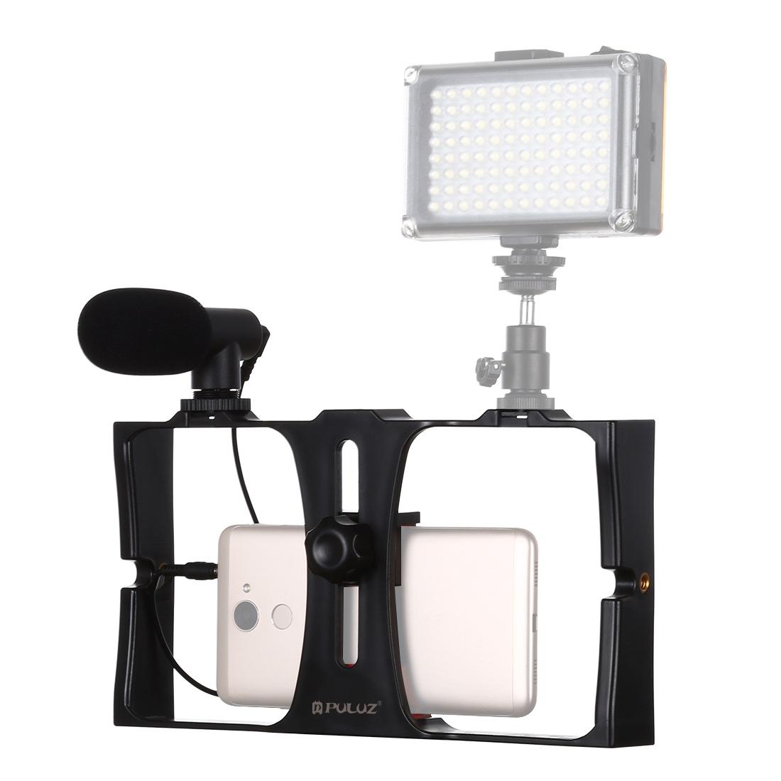 Smartphone Video Rig & Microphone Kit For Live Broadcast - Compatible With Iphone Galaxy Huawei Xiaomi Htc Lg Google And More - Red