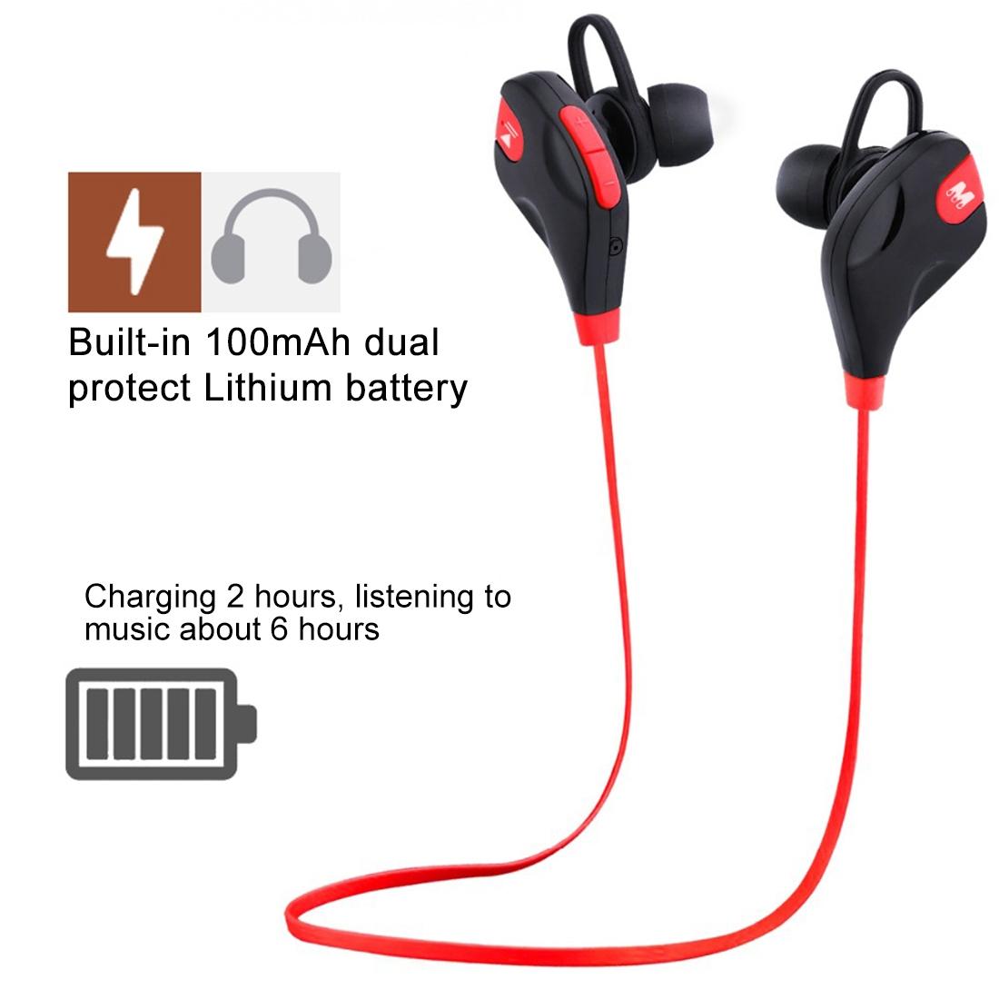 Wireless Bluetooth Earphones with Mic & Control - M8 - Red