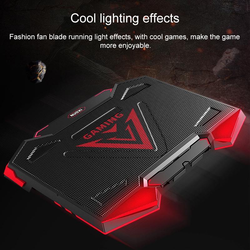 5-core Dual Port Laptop Stand with Cooling Fan - Red