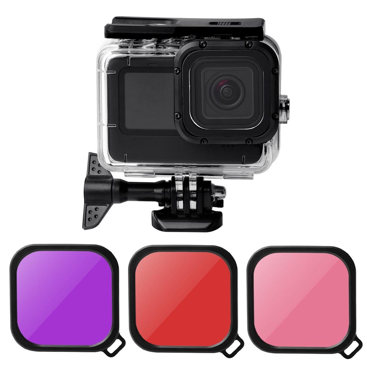 Waterproof Touch Case with Colour Lens Filter for Gopro Hero10 / Hero9 - Red