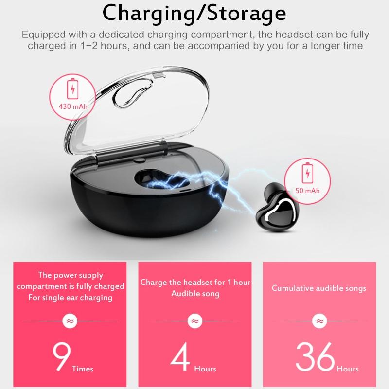 Mini Wireless Bluetooth Earphones with Charging Box - X7 4.1 - Red