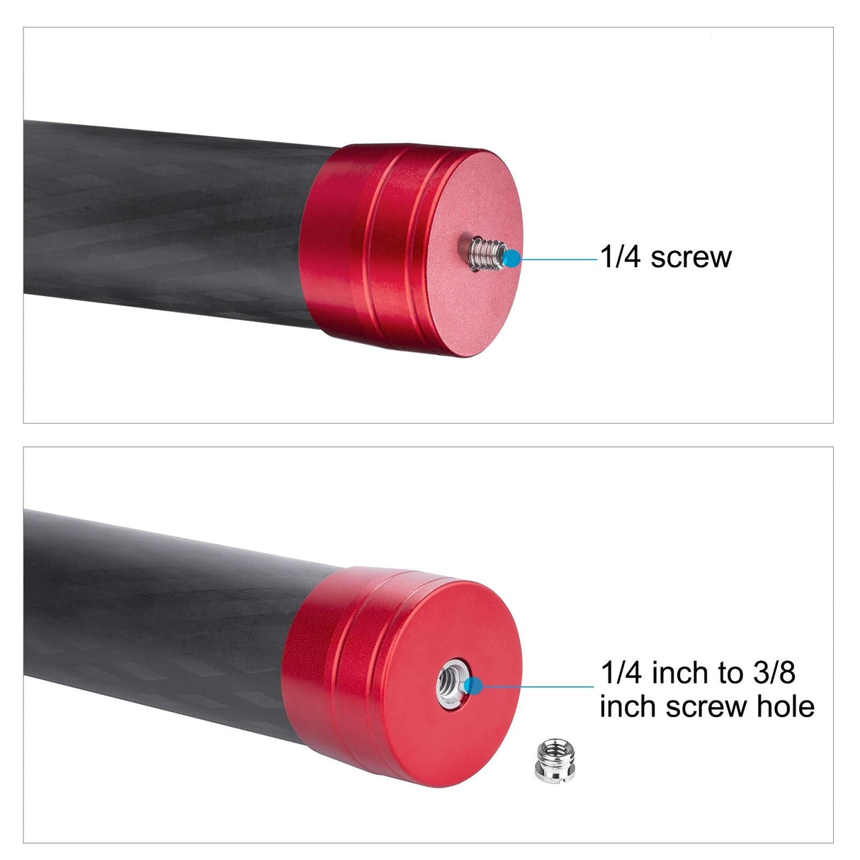 Lightweight Carbon Fiber Monopod for Dji Moza Feiyu Zhiyun Gimbals - Red