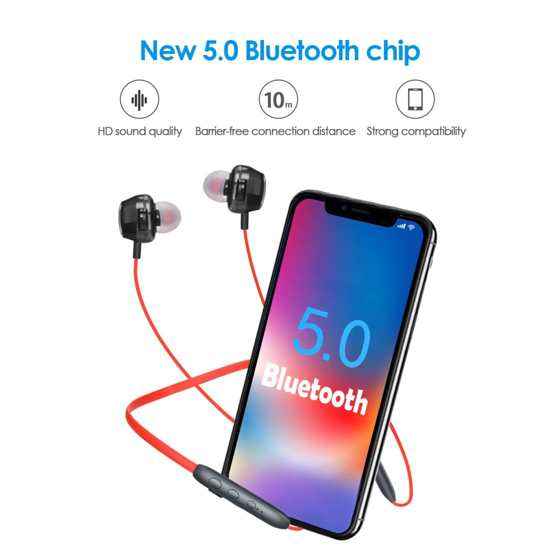 Wireless Bluetooth Earphones with High-fidelity Mic - 5.0 - Red