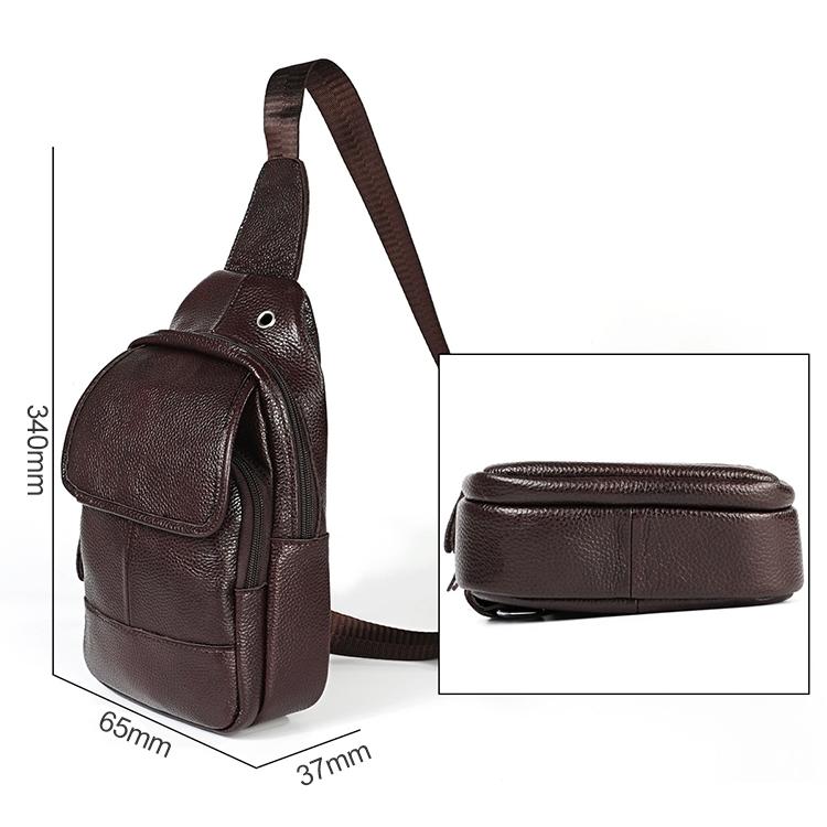 Men Litchi Texture Full Grain Cowhide Crossbody Bag - Red