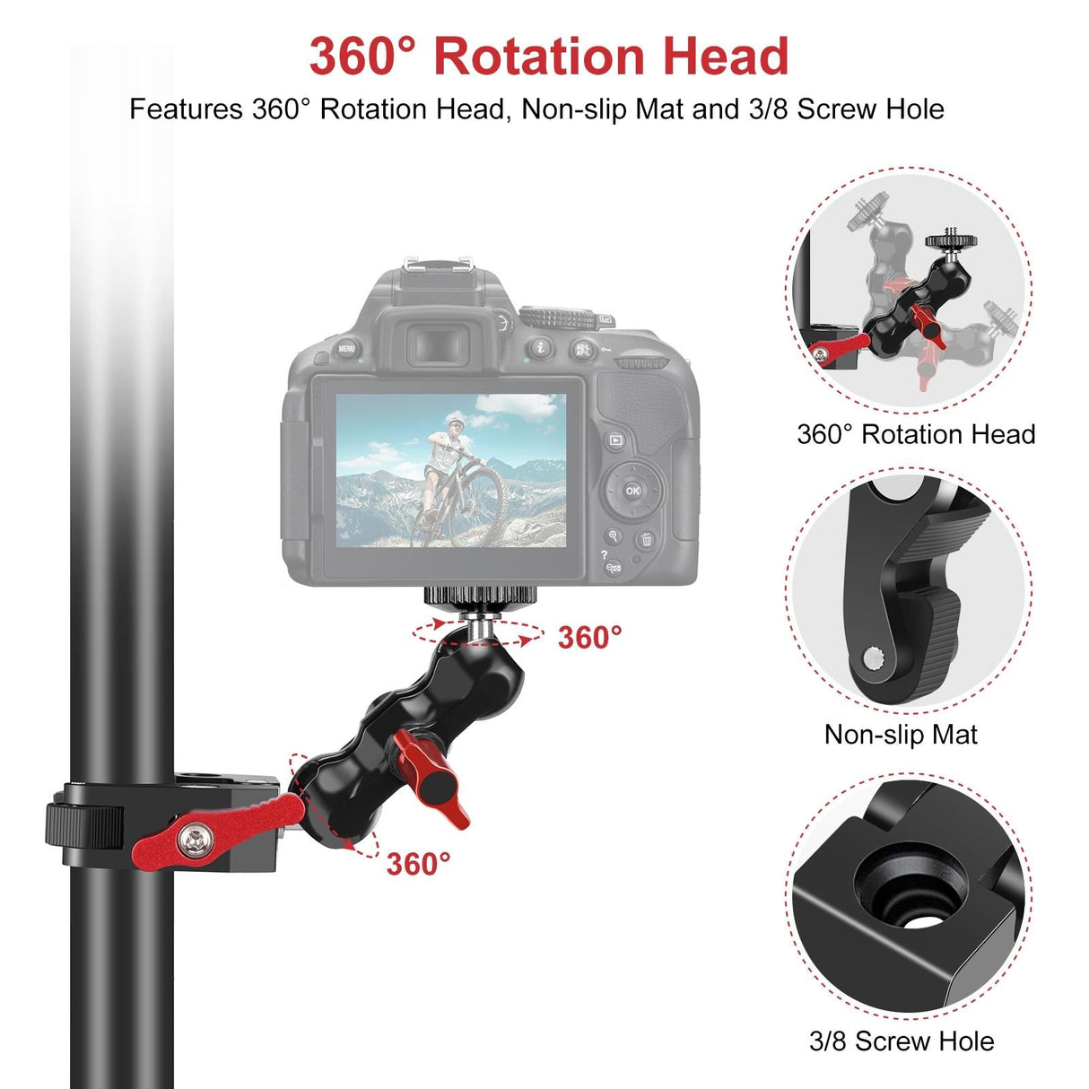 Versatile Magic Arm Clamp For Mounting - Red