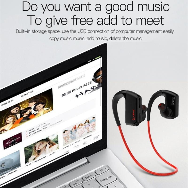 Wireless Sports Bluetooth Earphones - Binaural Hanging Type 5.0 - Red