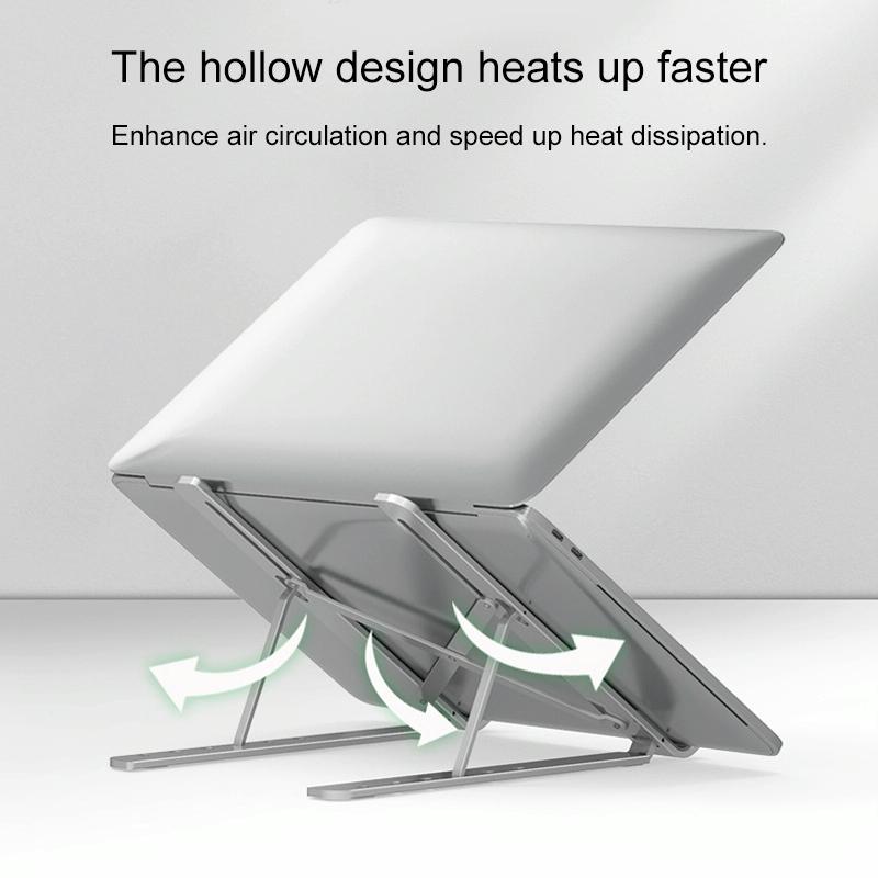 Adjustable Laptop Stand - Portable Folding Height Increase Heat Dissipation - Silver