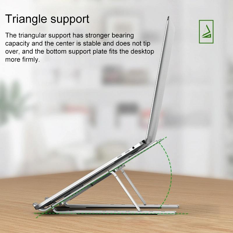 Adjustable Laptop Stand - Portable Folding Height Increase Heat Dissipation - Silver