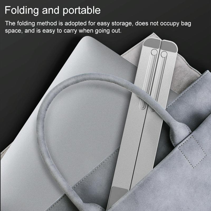 Adjustable Laptop Stand - Portable Folding Height Increase Heat Dissipation - Silver