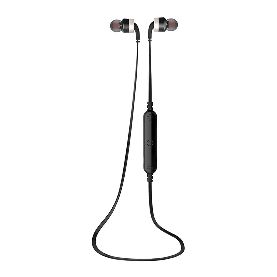 Wireless Sport Bluetooth Earphones with In-line Control - Black - Silver