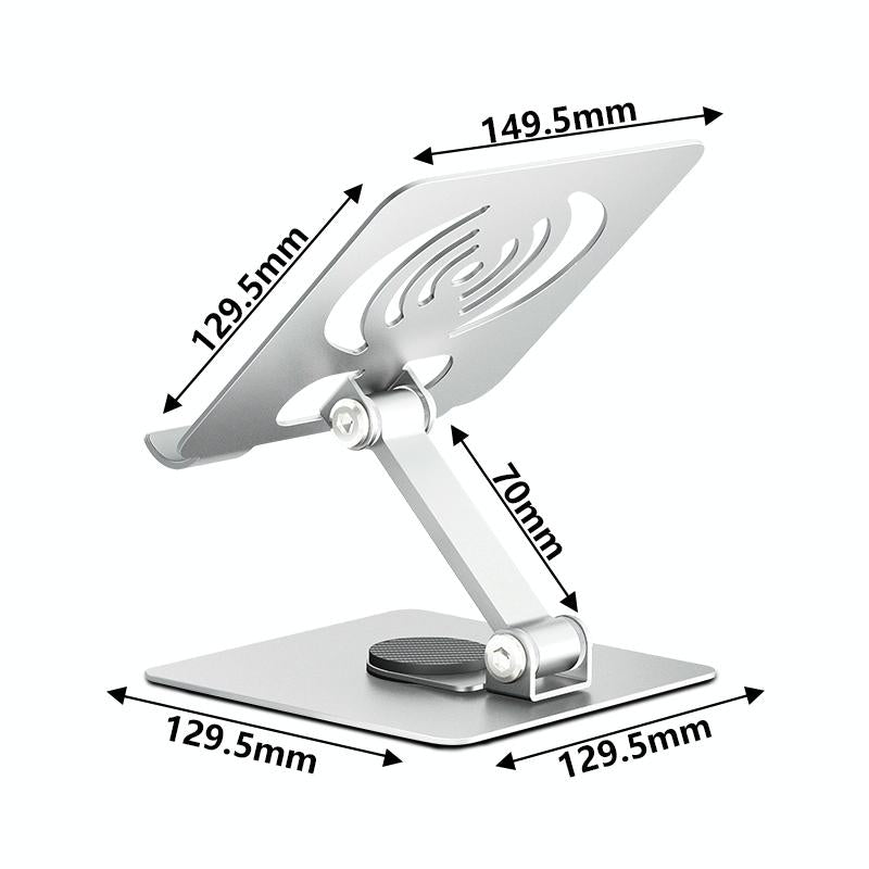 Foldable Rotating Laptop / Tablet Stand - Aluminum Alloy - Silver