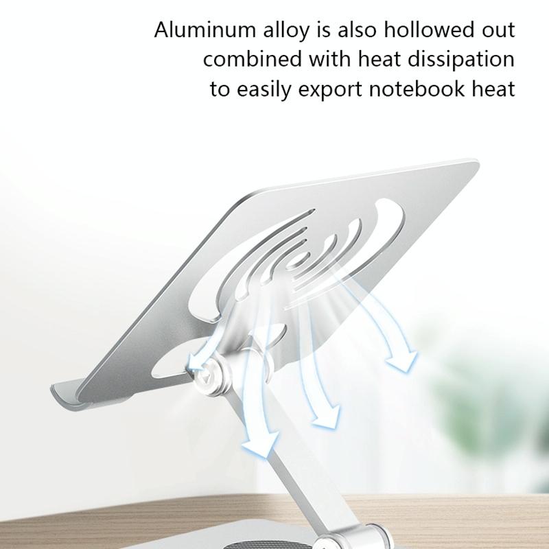 Foldable Rotating Laptop / Tablet Stand - Aluminum Alloy - Silver