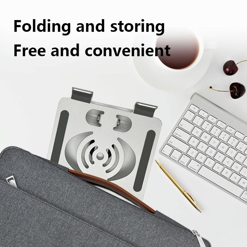 Foldable Rotating Laptop / Tablet Stand - Aluminum Alloy - Silver