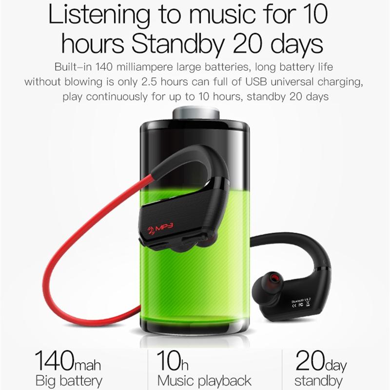 Wireless Sports Bluetooth Earphones - Binaural Hanging Type 5.0 - Silver