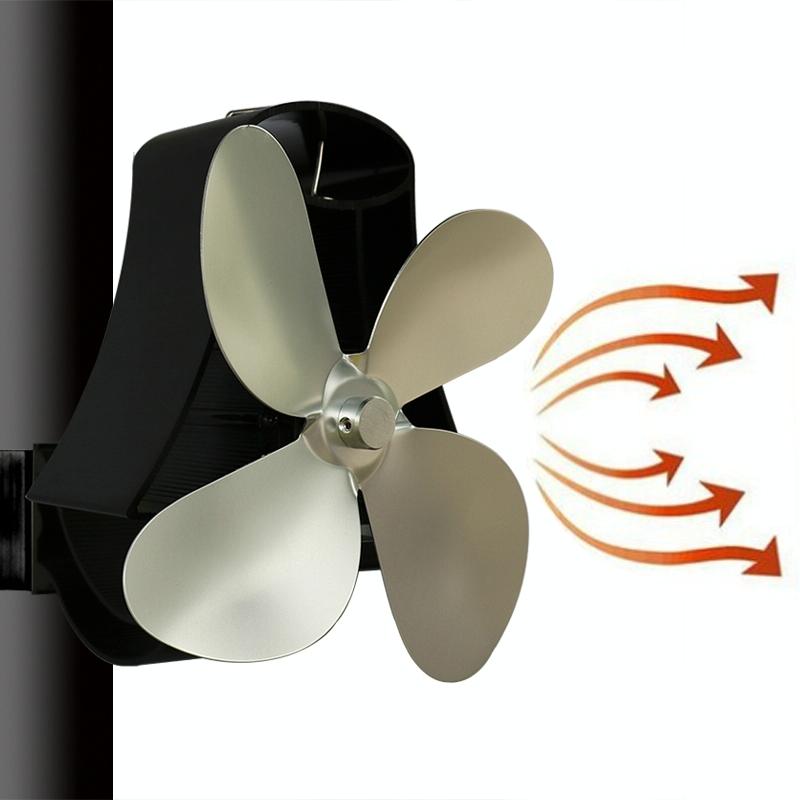 4-blade Heat Powered Fireplace Stove Fan - Aluminum - Bronze