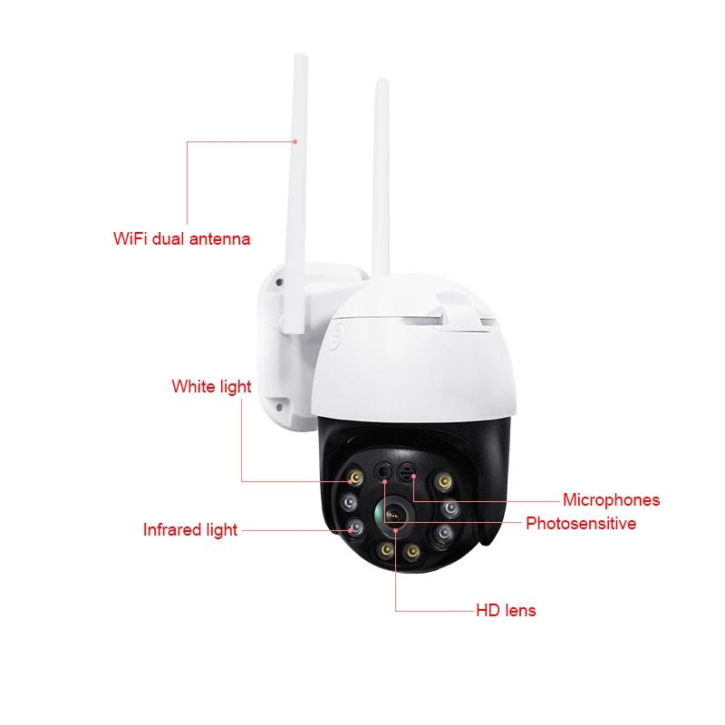 Waterproof 360 Degree Ptz Wifi Camera With 1080P Resolution 3.0Mp Lens Two-Way Voice Motion Detection And 128Gb Tf Card