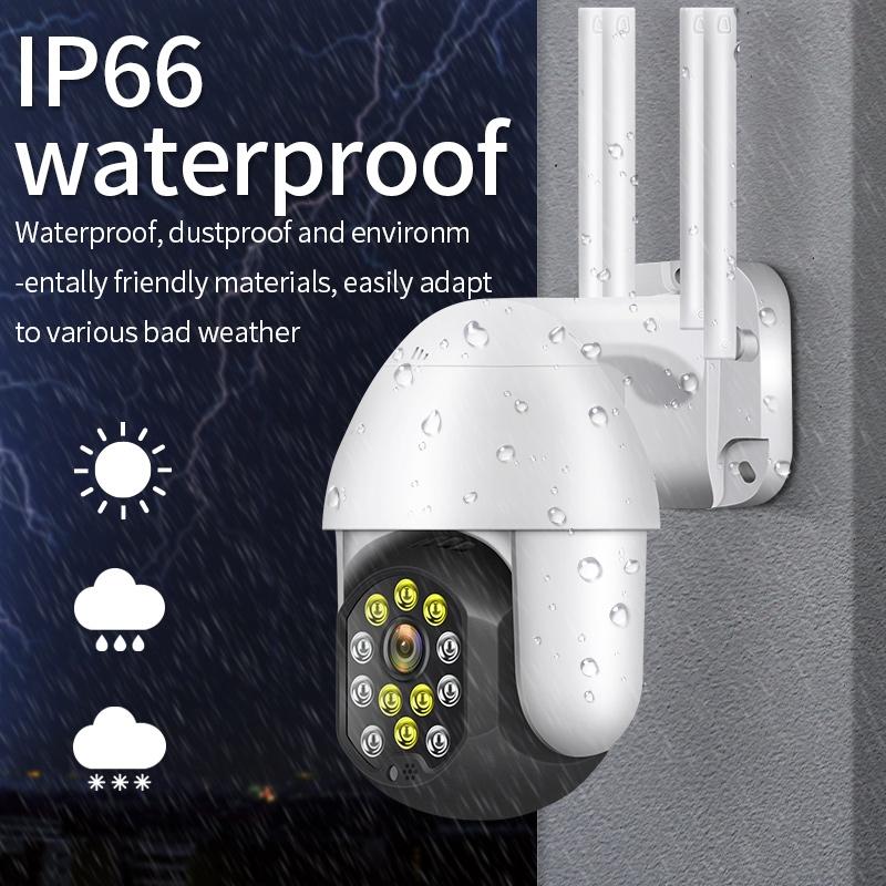 Waterproof Panoramic Ptz Wifi Camera With Dual Lens 1080P Resolution Two-Way Voice Intercom Smart Alarm And Video Playback. Supports Day / Night Full Colour And 128Gb Tf Card.