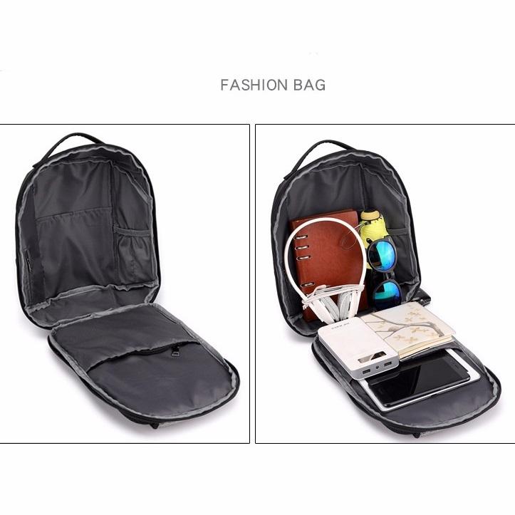 Versatile Oxford Shoulder Bag With Earphone & Usb - Navy Blue