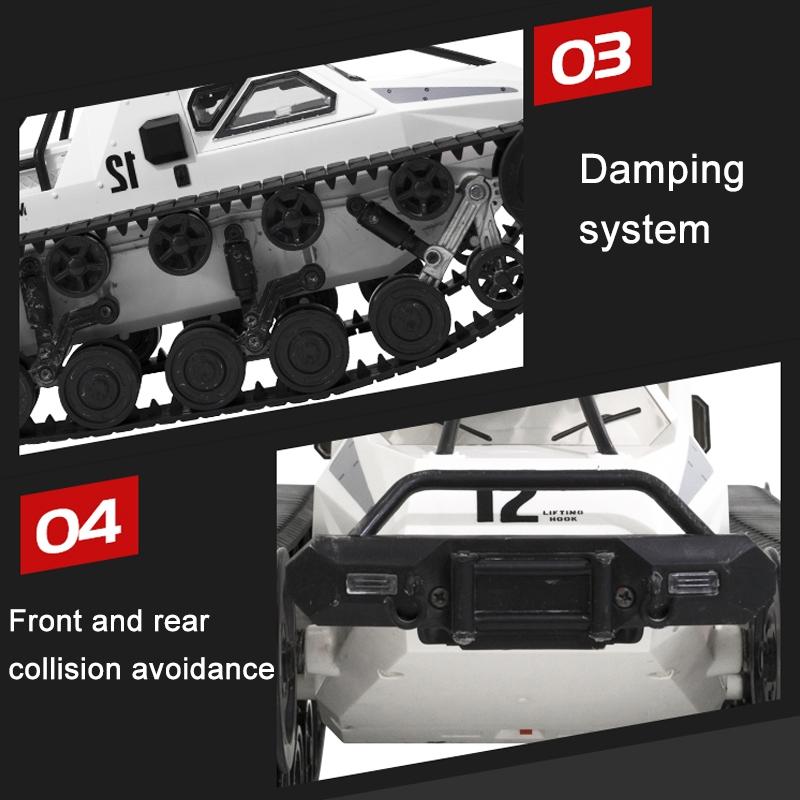2.4g Rc Tracked Tank Off-road Vehicle Toy 1 12 Scale - White