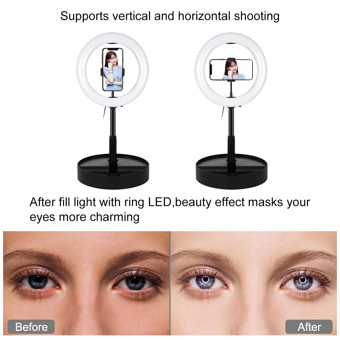 10.2 Dual-colour Led Ring Light with Usb Bluetooth Remote and Phone Holder - White