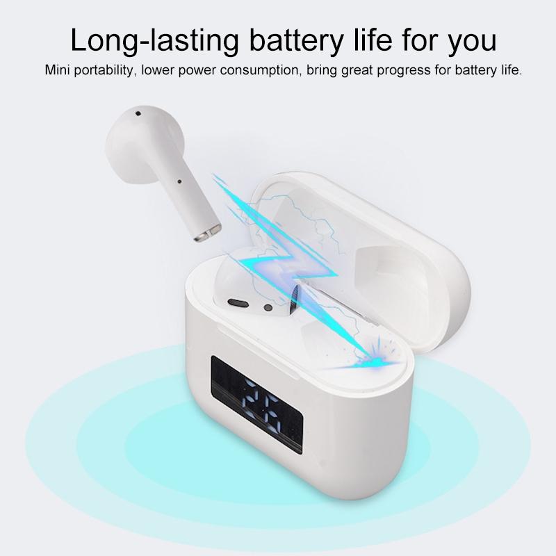 Wireless Bluetooth Earphones with Touch Display - White