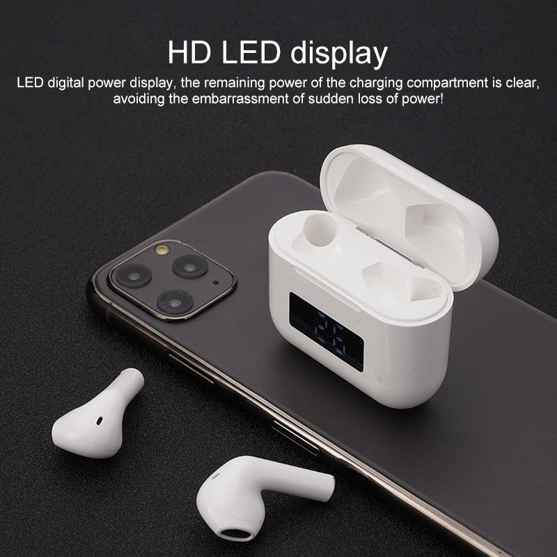 Wireless Bluetooth Earphones with Touch Display - White