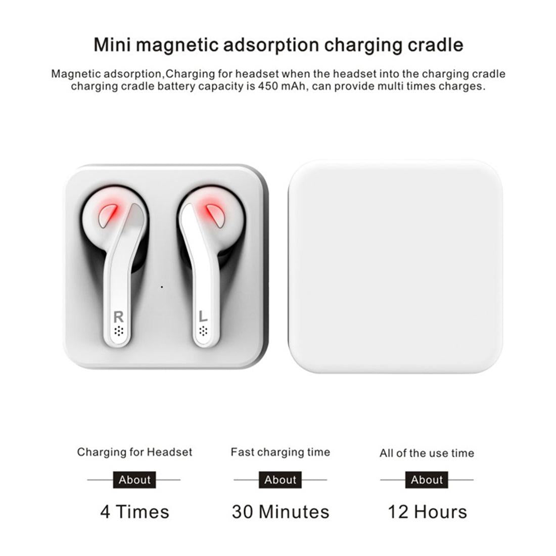 Wireless Stereo Earphones with Magnetic Charging Box - T-88