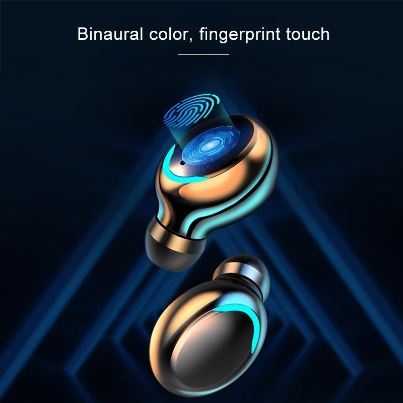 Bluetooth Earphone with Noise Reduction & Breathing Light Hand Strap - White