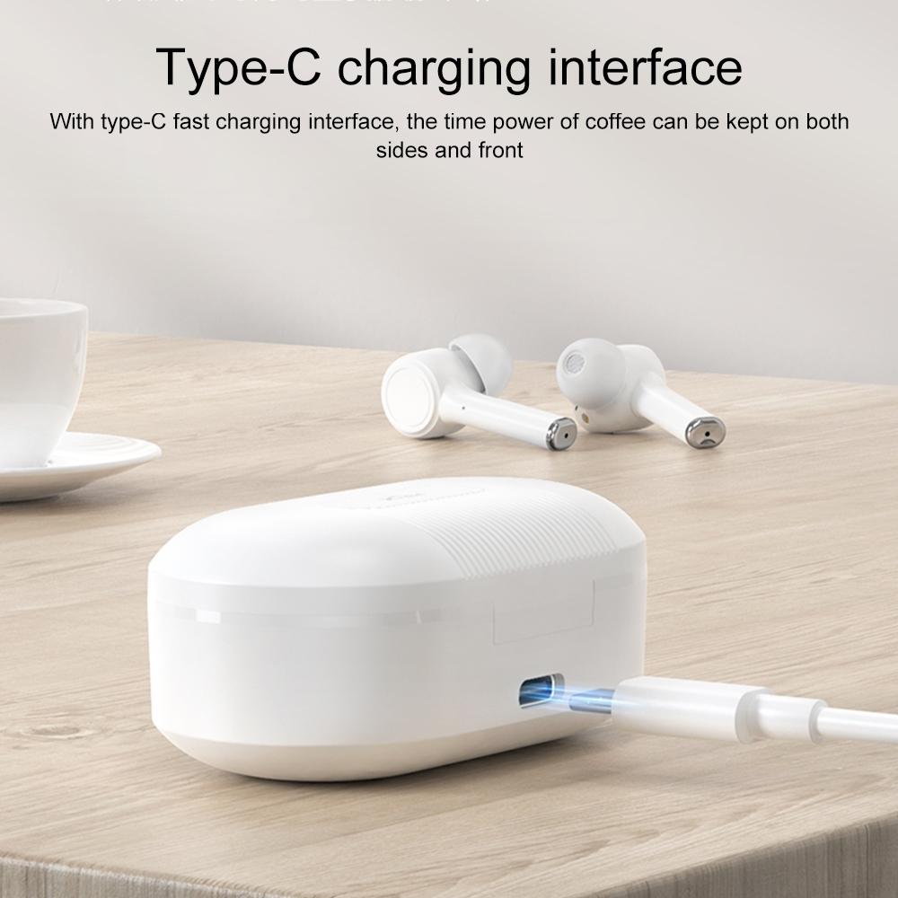 Wireless Bluetooth 5.0 Earphone with Digital Display and Noise Reduction - White