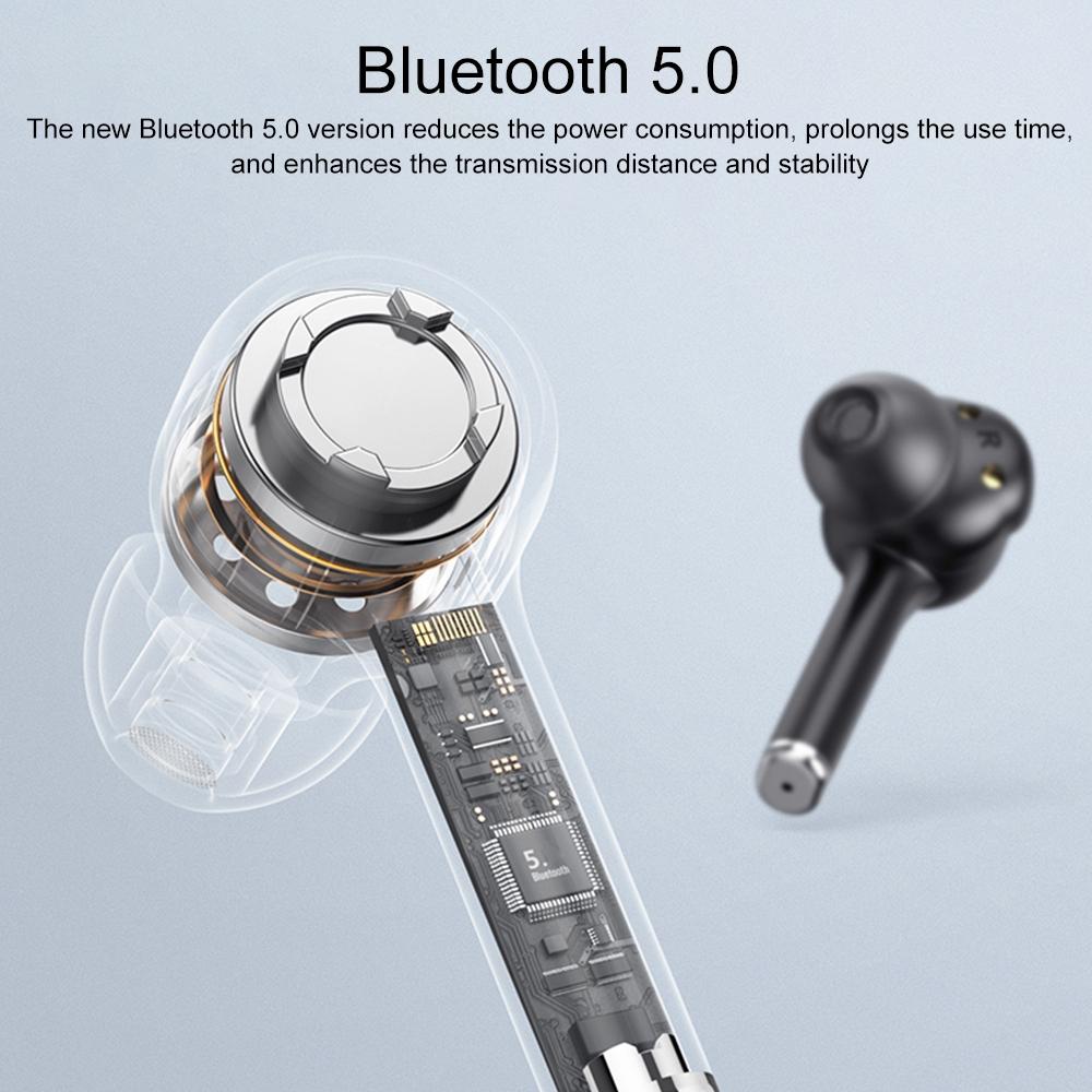 Wireless Bluetooth 5.0 Earphone with Digital Display and Noise Reduction - White