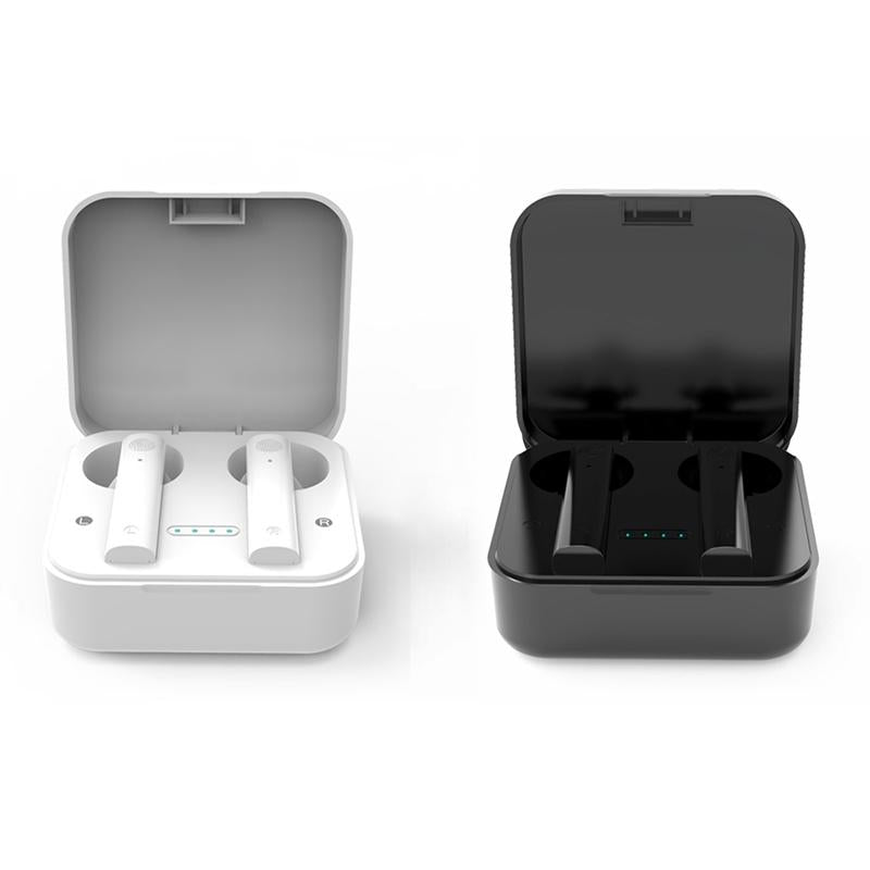 Wireless Dual Mic Noise-cancelling Earbuds with Charging Case - White