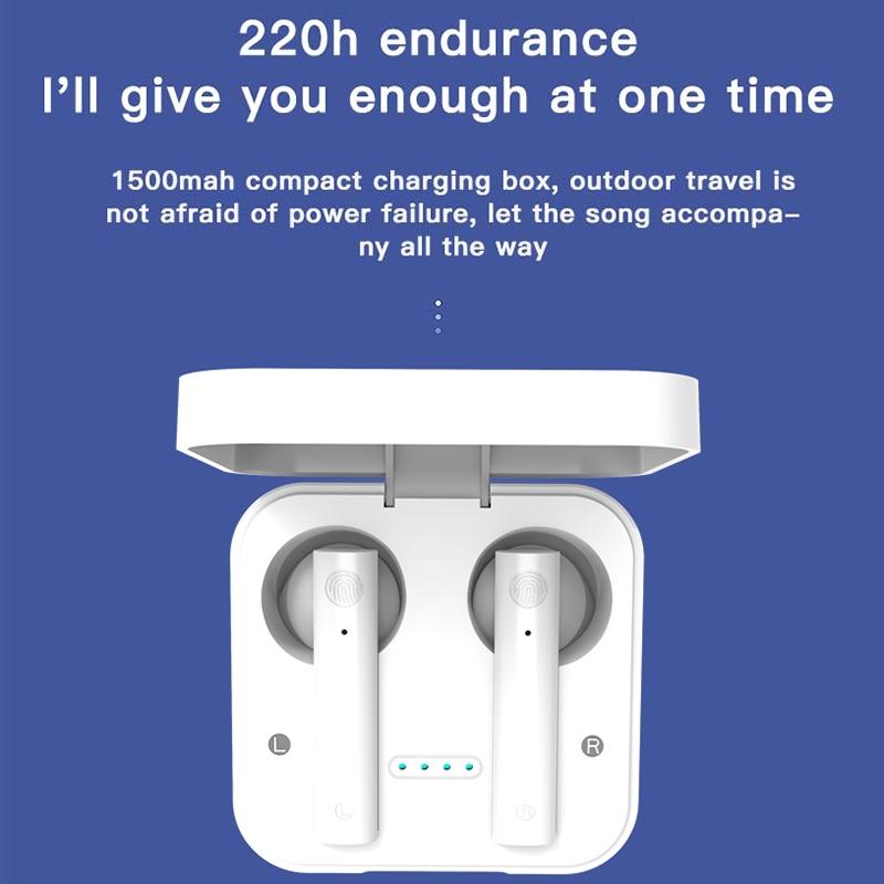 Wireless Dual Mic Noise-cancelling Earbuds with Charging Case - White
