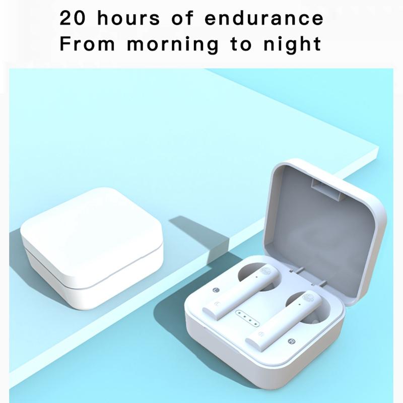 Wireless Dual Mic Noise-cancelling Earbuds with Charging Case - White