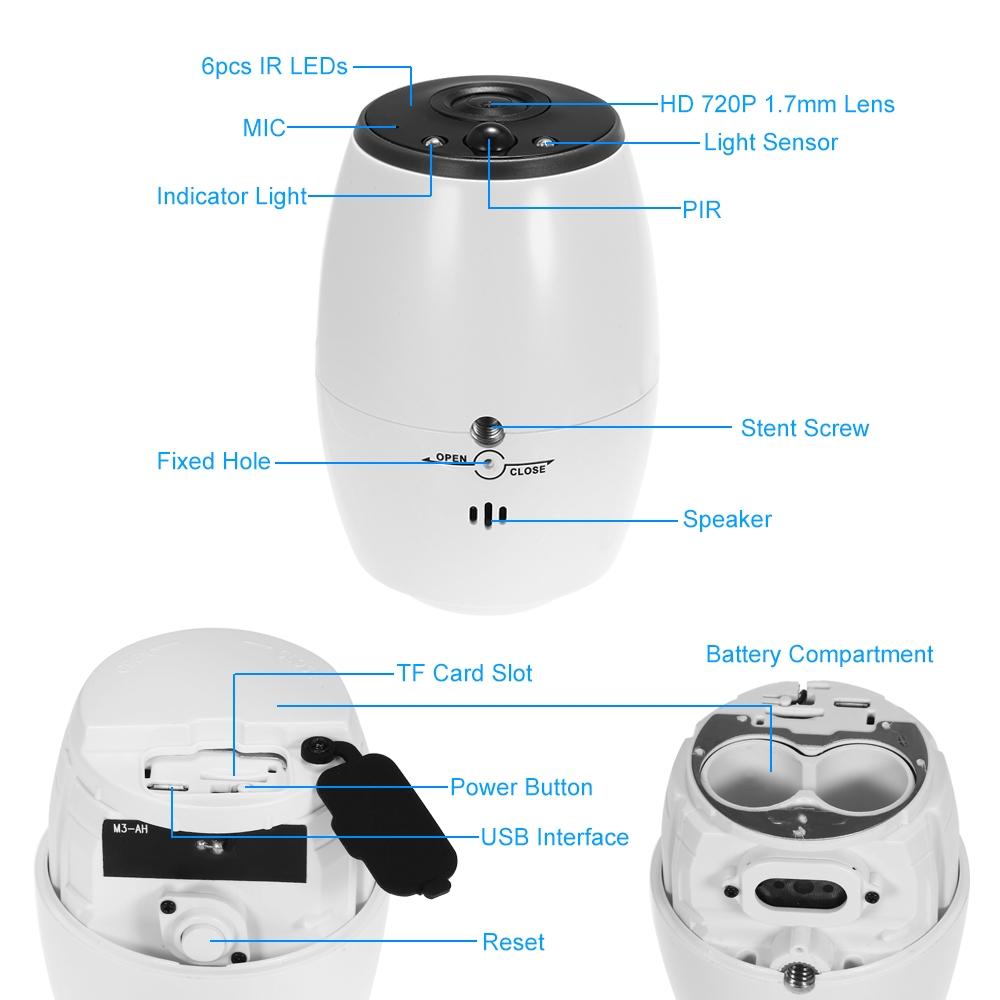 720P Wireless Wifi Camera With Two-Way Audio Night Vision Pir Detection And Ip54 Waterproofing